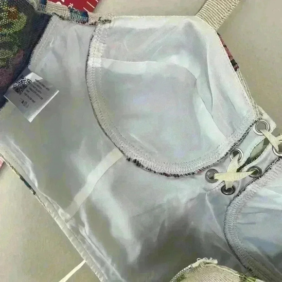 Cider Tan, Butterfly and Floral Corset Crop Top - Picture 4 of 9